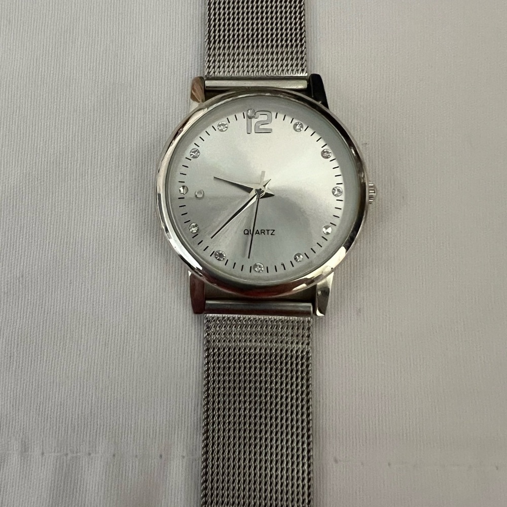 LOFT Outlet Silver Mesh Strap Ladie's Watch With Crystal Numerals NWT